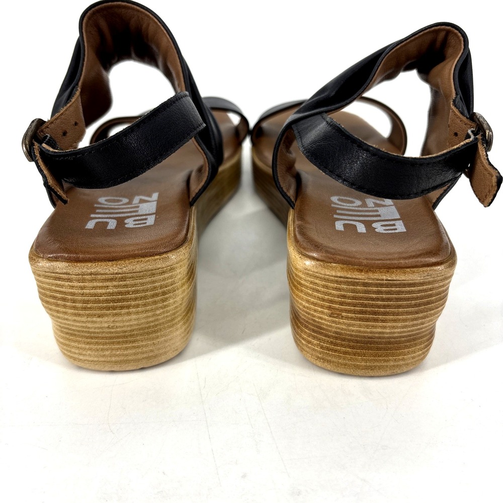 Bueno Maya Sandals Black Leather Straps‎ Wedge Platform Size 40 - Picture 9 of 12